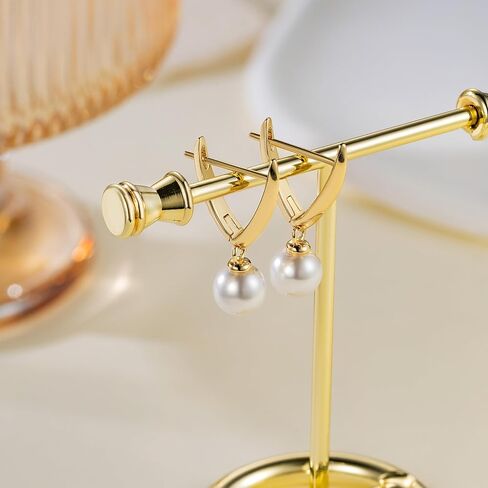 Gold and Pearl Earrings for Women 14K Gold Earrings for Women Trendy Pearl Earring Dangling Unique Charm-Filled Experience Small Drop Pearls Earring in Saudi Arabia