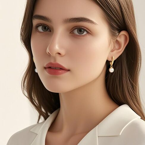 Gold and Pearl Earrings for Women 14K Gold Earrings for Women Trendy Pearl Earring Dangling Unique Charm-Filled Experience Small Drop Pearls Earring in Saudi Arabia