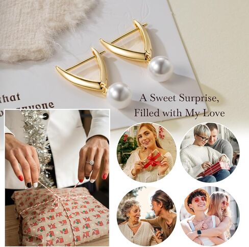 Gold and Pearl Earrings for Women 14K Gold Earrings for Women Trendy Pearl Earring Dangling Unique Charm-Filled Experience Small Drop Pearls Earring in Saudi Arabia