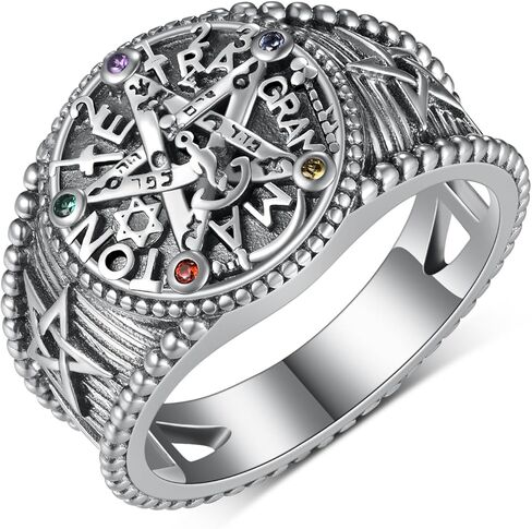Tetragrammaton Ring 925 Sterling Silver Pentagram Ring Amuletos De Proteccióny Buena Suerte for Men in Saudi Arabia
