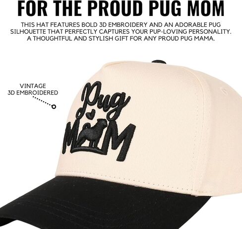 InnoBeta Pug Gifts for Women Trucker Hat Cap, Funny Adjustable Embroidered Trucker Hat, Funny Pug Mom Gifts for Women in Christmas, Birthday in Saudi Arabia