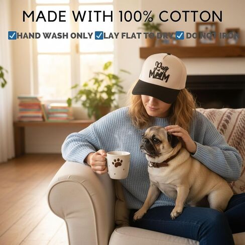 InnoBeta Pug Gifts for Women Trucker Hat Cap, Funny Adjustable Embroidered Trucker Hat, Funny Pug Mom Gifts for Women in Christmas, Birthday in Saudi Arabia
