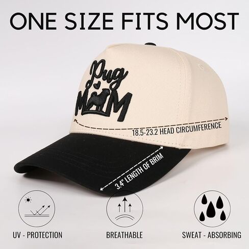 InnoBeta Pug Gifts for Women Trucker Hat Cap, Funny Adjustable Embroidered Trucker Hat, Funny Pug Mom Gifts for Women in Christmas, Birthday in Saudi Arabia