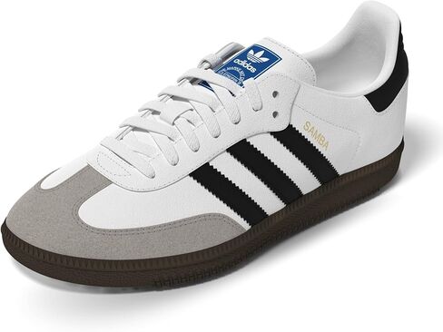 حذاء Adidas Samba Og J 3-Stripes 60S Retro المتباين (أبيض أسود، US 4.5 للأطفال الكبار) in Kuwait