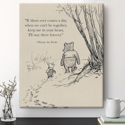 Classic Pooh Bear Quote Wall Art Decor - Retro If There Ever Comes a Day Sayings Canvas Painting - Wall Art Hanging Sign 8x10 Inches in Saudi Arabia