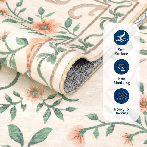 GarveeHome Washable Floral Area Rug 5x7 for Living Room Non Slip Bedroom Rug Soft Stain Resistant Large Dining Room Throw Carpet Low Pile Black Bow Rugs Butterfly Flower Carpet for Nursery Entry, 5x7 in Kuwait