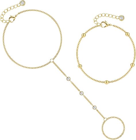 TEN MIRO 16K مطلية بالذهب سلسلة اليد سوار، أساور مطلية بالذهب للنساء ربط سلسلة أساور البنصر الرقيق سوار هدايا عيد الأم المجوهرات in Kuwait