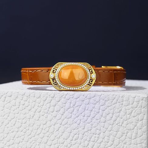 MRW Women’s Agate Leather Bracelet, Brown Adjustable Strap with Gold-Tone Art Setting & Sparkling Accents in Saudi Arabia