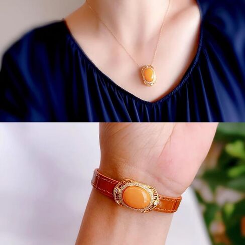 MRW Women’s Agate Leather Bracelet, Brown Adjustable Strap with Gold-Tone Art Setting & Sparkling Accents in Saudi Arabia