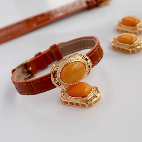MRW Women’s Agate Leather Bracelet, Brown Adjustable Strap with Gold-Tone Art Setting & Sparkling Accents in Saudi Arabia