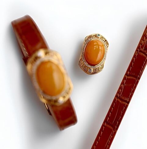 MRW Women’s Agate Leather Bracelet, Brown Adjustable Strap with Gold-Tone Art Setting & Sparkling Accents in Saudi Arabia