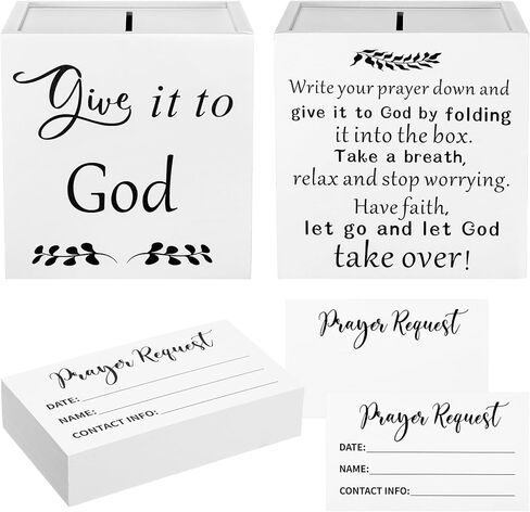 Chunful Wood Prayer Box with 100 Prayer Request Card to Writes on Bulk 6.3" Give It to God Wooden Distressed Box Church Bible Christian Nativity Gift for Easter First Communion Women Men Sunday School in Saudi Arabia