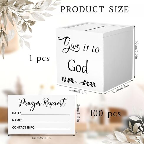 Chunful Wood Prayer Box with 100 Prayer Request Card to Writes on Bulk 6.3" Give It to God Wooden Distressed Box Church Bible Christian Nativity Gift for Easter First Communion Women Men Sunday School in Saudi Arabia