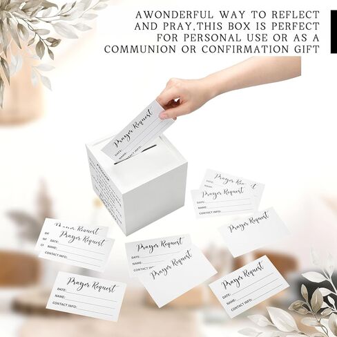 Chunful Wood Prayer Box with 100 Prayer Request Card to Writes on Bulk 6.3" Give It to God Wooden Distressed Box Church Bible Christian Nativity Gift for Easter First Communion Women Men Sunday School in Saudi Arabia