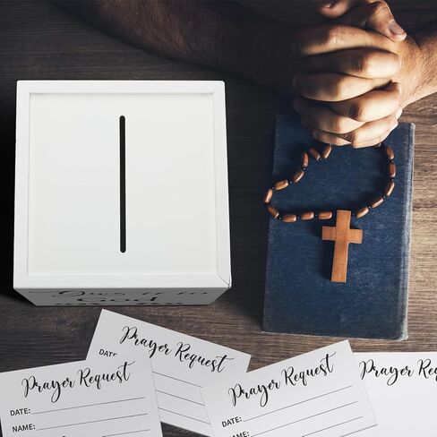 Chunful Wood Prayer Box with 100 Prayer Request Card to Writes on Bulk 6.3" Give It to God Wooden Distressed Box Church Bible Christian Nativity Gift for Easter First Communion Women Men Sunday School in Saudi Arabia