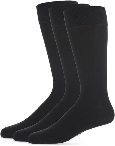 Flat Knit Men's Mercerized Cotton Socks 3 Pack 10-13 / Black in Saudi Arabia