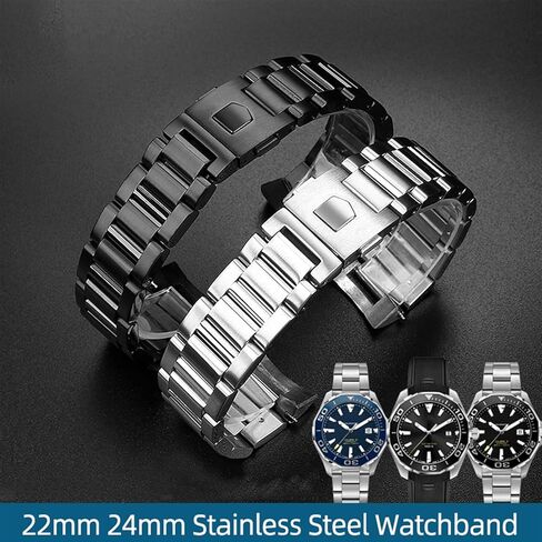 22mm Stainless Steel Watchband For Tag Heuer CARRERA Arc End WatchBand Wrist Bracelet Deployment Man watch strap in Saudi Arabia