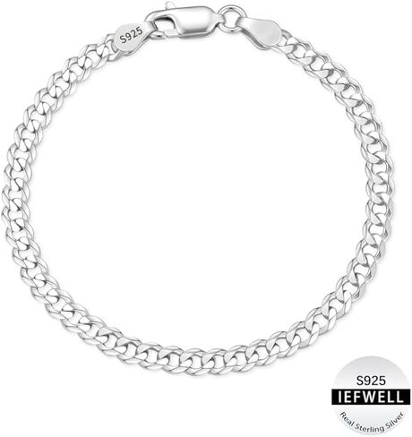 IEFWELL S925 أساور من الفضة الإسترلينية للنساء والرجال، أساور مطلية بالذهب الحقيقي عيار 14 قيراط، سوار ربط كوبي من الفضة الإسترليني بقطع الماس الصلب 4 مم، 6.5/7/7.5/8/8.5/9 بوصة هدايا مجوهرات للرجال والنساء in Kuwait
