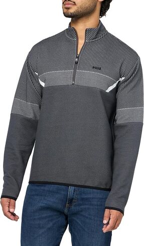 BOSS mens Jacquard Two Tone Pixel Quarter Zip Sweatshirt in Saudi Arabia