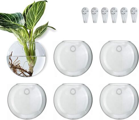 Wall Hanging Planter Propagation Station, Oblate Glass Flower Vase for Propagation, Wall Planter for Indoor Plants, Modern Home Office Corridor Bathroom Decor (2) in Saudi Arabia