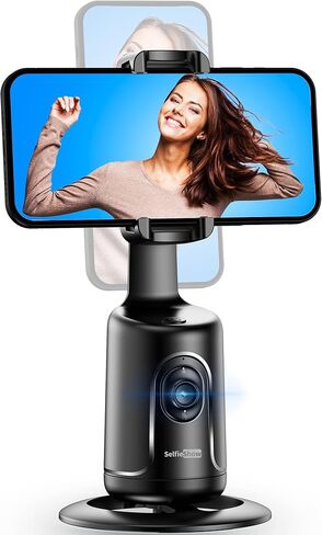 Auto Face Tracking Tripod with 2 Selfie Ring Light, 360° Rotation Face Body Phone Holder Smart Shooting Camera Mount with Remote, Rechargeable Smart Shooting Holder for Vlog, Streaming, Video, Tiktok in Saudi Arabia