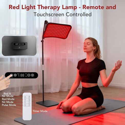 العلاج بالضوء الأحمر للوجه والجسم، 660 نانومتر أحمر + 850 نانومتر جهاز العلاج بالضوء LED بالأشعة تحت الحمراء القريبة مع حامل قابل للتعديل، علاج ضوئي للوجه والجسم في المنزل in Saudi Arabia