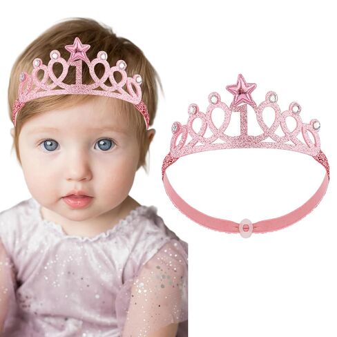 زينة عيد الميلاد الأول للفتاة، قبعة وردية لامعة مرنة، عصابة رأس الأميرة تيارا، هدية عيد الميلاد الأول، زينة جميلة لحفلة واحدة، فتاة تبلغ من العمر سنة واحدة in Kuwait