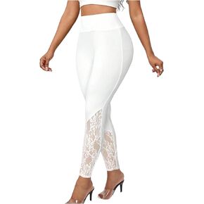 Floerns Women's See Through Lace Leggings High Waisted Clubwear Going Out Long Pants in Kuwait