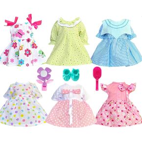 12 Pcs Set Handmade Baby Doll Clothes Dress Outfits Costumes for 12 13 14 15 inch Doll，Doll Hat Umbrella Mirror Comb Girl Christmas Birthday Gift for Little Girl in Kuwait