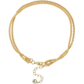 أساور الكاحل من الذهب/الفضة عيار 14 قيراط للنساء، خلخال من حجر الراين بسلسلة لامعة أنيقة، خلخال شاطئ مقاوم للماء قابل للتكديس، قابل للتعديل 8.65 بوصة + 2.3 بوصة خلخال للنساء، هدية مجوهرات صيفية لطيفة للقدم in Kuwait