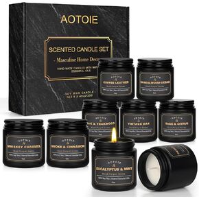 Mens Scented Candle Gift Set, 9 Pack Candles for Men, 36 oz Soy Candle, 200+ Hours Burn Time, Aromatherapy Gifts for Dad, Boyfriend, Husband for Christmas, Father’s Day, Birthday in Saudi Arabia