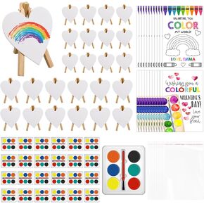 Gosodeny 24 Sets Valentines Watercolor Paint Set Painting Cards Painting Canvas Panel with Wooden Easel Watercolor Paint Painting Brush Kit Valentines Day Cards Packaging Bag Set Gifts in Kuwait