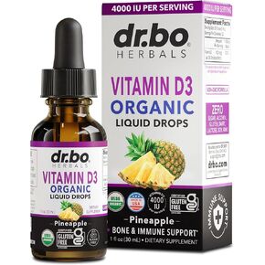 قطرات فيتامين د3 السائلة العضوية - نباتي فيتامين د السائل فيتامين د للبالغين والأطفال، زيت 4000 وحدة دولية، قطرات د3 نباتية مكملة تحت اللسان - مكملات فيتامين د لصحة المناعة والعظام، غير معدلة وراثيًا، 30 حصة in Kuwait