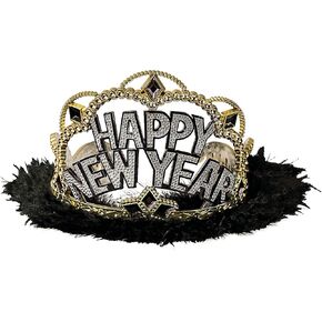 Midnight Celebration "Happy New Year" Tiara - 3.5" x 4.5" (1 Pc.) - Perfect for Parties, New Year's Eve, and Special Events in Kuwait