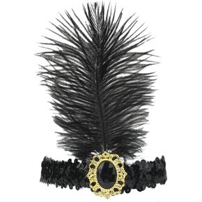 ريشة خوذة الترتر عصابات 1920s الزعنفة Showgirl أغطية الرأس للنساء الفتيات كرنفال اكسسوارات الحفلات in Kuwait