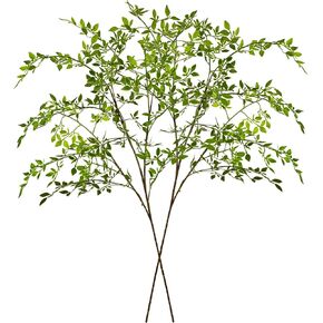 2Pcs Artificial Greenery Stems, 43.6" Nandina Branches Tall Faux Plant Stems for Vase, Greenery Decor Stems Leaves Bunches for Shop Garden Office Home Décor in Saudi Arabia