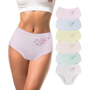 SO-EN Women's Essential Semipanty Cotton Blend Underwear, Assorted color, Pack of 6. (SMPZ6-1257) in Saudi Arabia