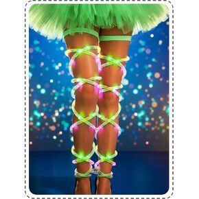 deladola Light Up Leg Wraps Rave Non-Slip Leg Straps Elastic Garter Cross Bandage Music Festivals Costume for Women in Saudi Arabia