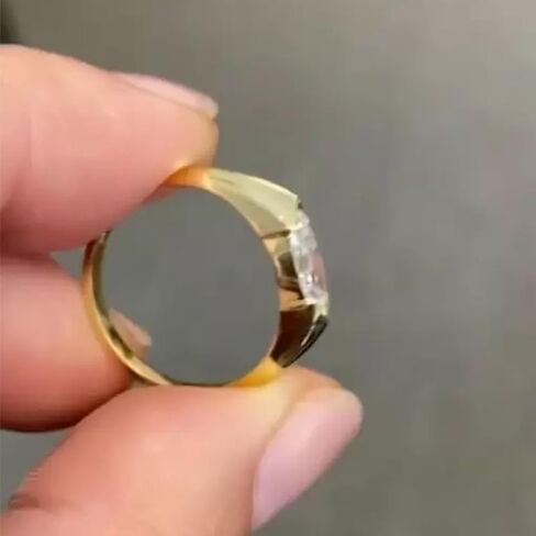 خواتم خطوبة على شكل مويسانيتي ماركيز مطلية بالذهب 18 قيراط للنساء والرجال خاتم وعد سوليتير أنيق مصنوع يدويًا يقترح خاتم زفاف هدية لها مقاس 6# in Kuwait