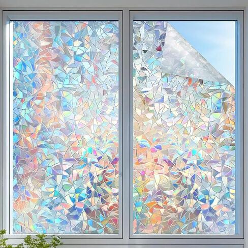 Frosted Privacy Window Film,3D Pattern Glass Sticker,Static Cling Non Adhesive Decorative Window Film for Home Office Bathroom,11.8 x 78.7 in in Saudi Arabia