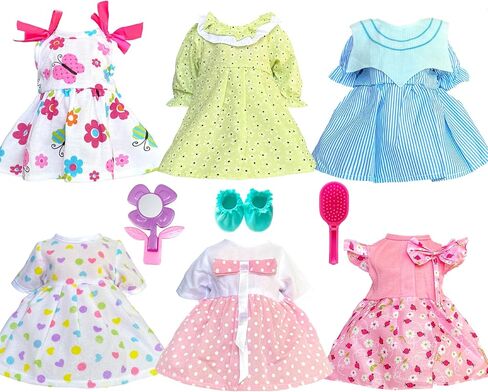 12 Pcs Set Handmade Baby Doll Clothes Dress Outfits Costumes for 12 13 14 15 inch Doll，Doll Hat Umbrella Mirror Comb Girl Christmas Birthday Gift for Little Girl in Kuwait