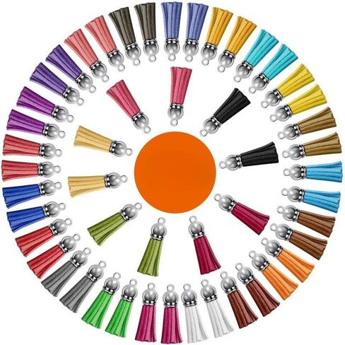 100 Pcs Leather Tassels, Suitable for Small Accessories, Earrings, Jewelry, Bags, Keychains, Handmade Jewelry, etc., 38 * 10mm, 40 Colors in Saudi Arabia