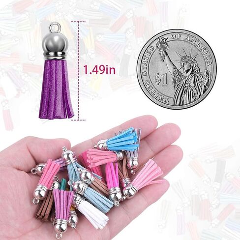100 Pcs Leather Tassels, Suitable for Small Accessories, Earrings, Jewelry, Bags, Keychains, Handmade Jewelry, etc., 38 * 10mm, 40 Colors in Saudi Arabia
