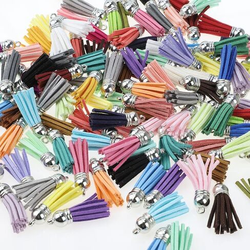 100 Pcs Leather Tassels, Suitable for Small Accessories, Earrings, Jewelry, Bags, Keychains, Handmade Jewelry, etc., 38 * 10mm, 40 Colors in Saudi Arabia