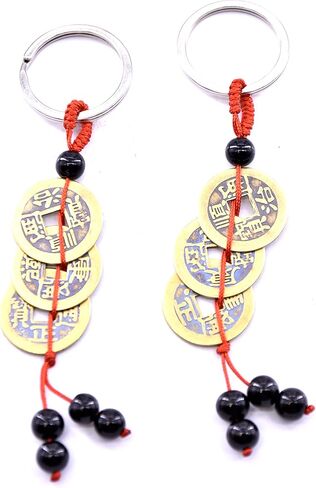 Feng Shui 3 Coins Key Chain for Wealth Prosperity Success and Good Luck Fortune (2 pieces) in Saudi Arabia