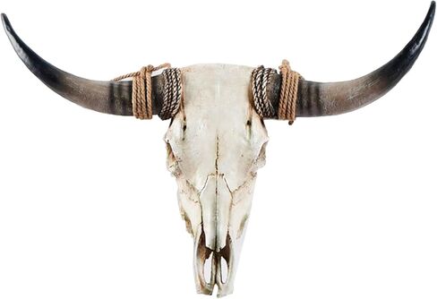 Cow Skull Wall Decor,Long Horn Cow Skull Wall Hanging, Faux Longhorn Skull Faux Taxidermy Head Wall Decor Handmade Simulation Large Bull's Head Farmhouse Decor Wall in Kuwait