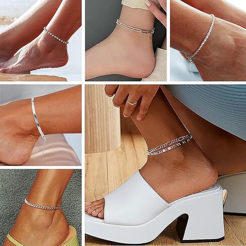 14K Gold/Silver Ankle Bracelets for Women,Dainty Layered Sparkly Chain Rhinestone Anklet,Stackable Waterproof Beach Anklets,Ajustable 8.65"+2.3" Anklets Bracelets for Women,Cute Summer foot Jewelry Gift in Saudi Arabia