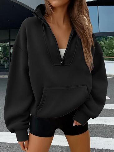 Hoodies for Women Fashion Zipper Casual Long Sleeve Sweatshirts Tops with Pockets in Saudi Arabia