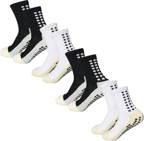 Yufree 4 Pairs Mens Grip Soccer Socks Non Slip Grippy Women Socks for Football Basketball Sports in Saudi Arabia