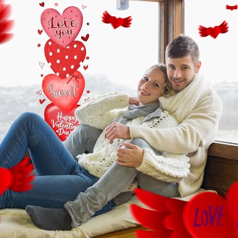3 أوراق Ctosree كبيرة جدًا لتزيين نوافذ عيد الحب، ملصقات نافذة كبيرة على شكل قلب أحمر لبيض عيد الفصح، زينة عيد الفصح لعيد الحب، 12.9 × 33.8 بوصة in Kuwait